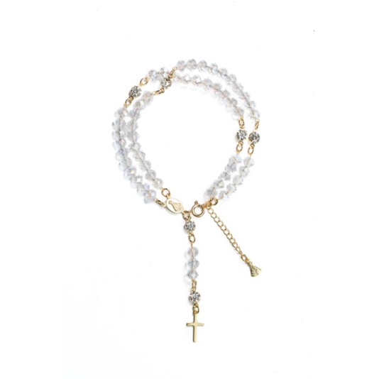 Terço De pulso Folheado De Cristal Pulseira Terço Nossa Senhora Aparecida Pedras Cristal folheado Promoção