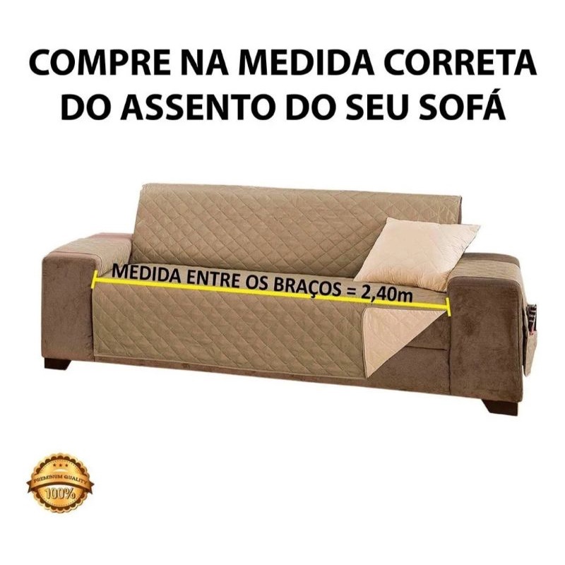 Protetor para sofa Dupla face king 4 lugares assento 2.40 matelado em Oferta na Shopee
