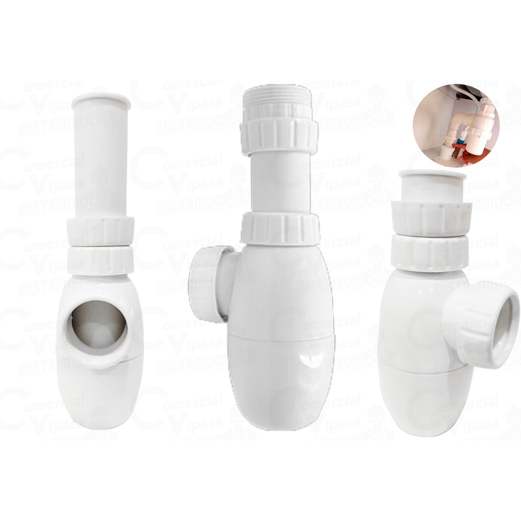 Sifão Copo Plástico Rígido Ajustável Multiuso ABS Branco Resiste Até 90°C Universal em Oferta na Shopee