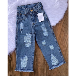 calça jeans infantil wide leg - 2 a 10