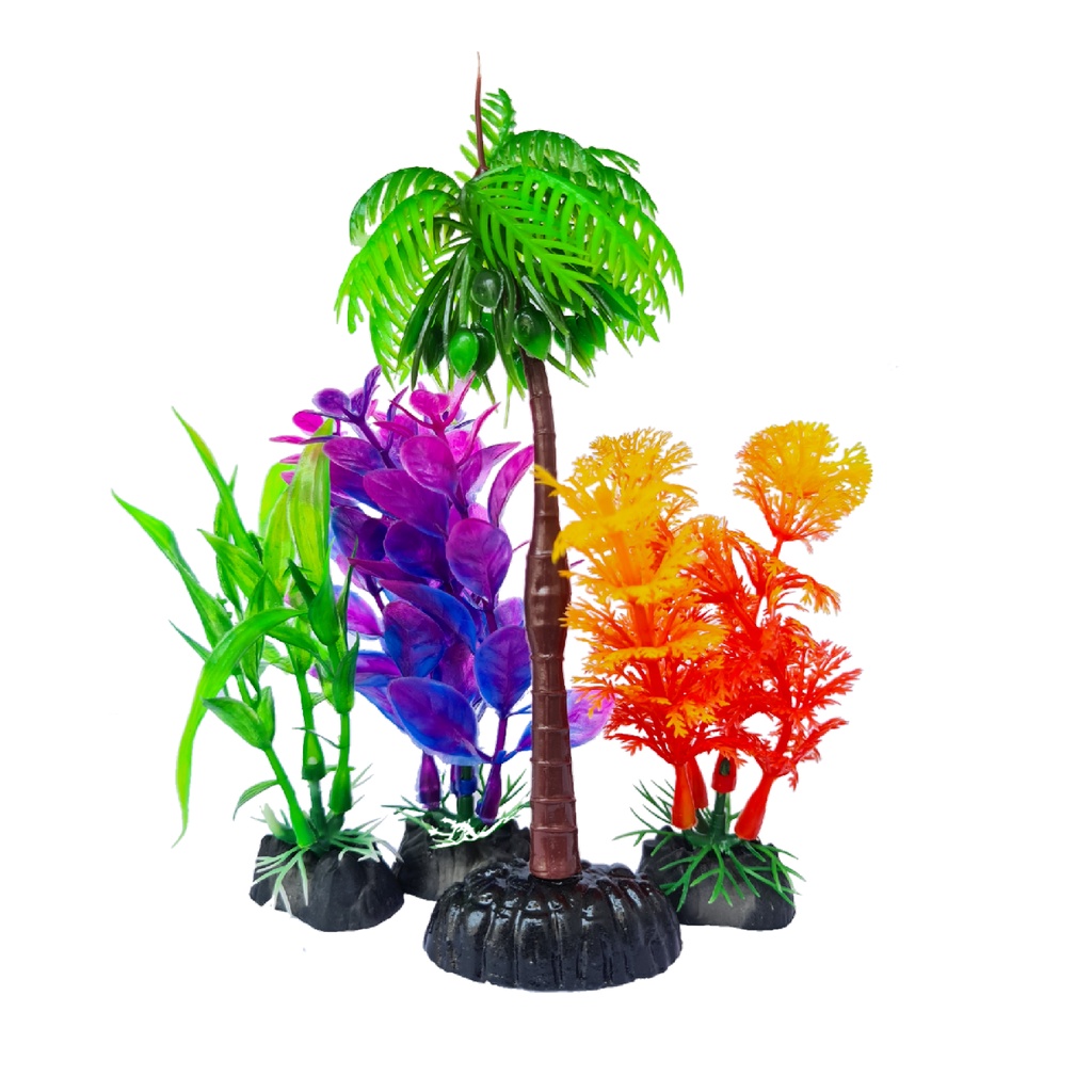 Planta Artificial Tropical com coqueiro Aquário Decoração