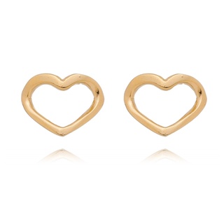 Brinco Feminino Amoeto Coração Vazado Banhado a Ouro 18k