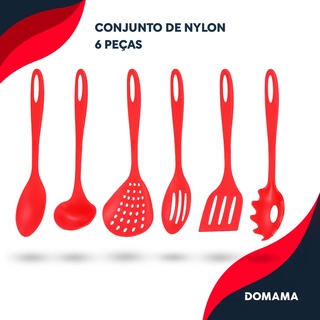 Conjunto de Utensílios de Nylon Vermelho 6 Peças Domama