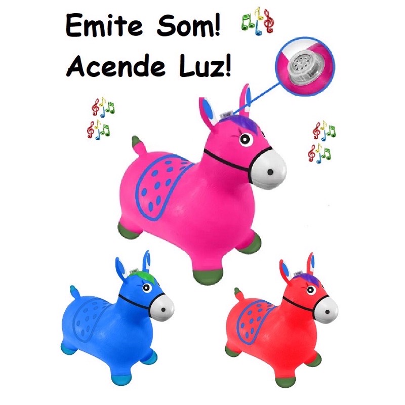 Cavalinho Upa Upa Pula Pula Com Musical Oferta Cavalinho Brinquedo Pocotó Musical Selo Inmetro som e luz 3 leds borracha inflável