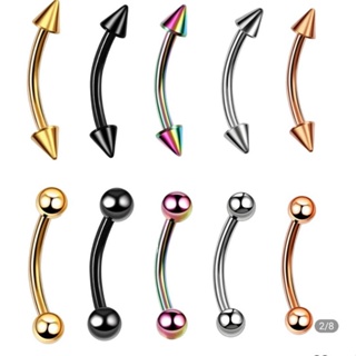 Piercing curvo sobrancelha/rook/boca Aço Cirúrgico 8mm - 1 unidade em Oferta na Shopee