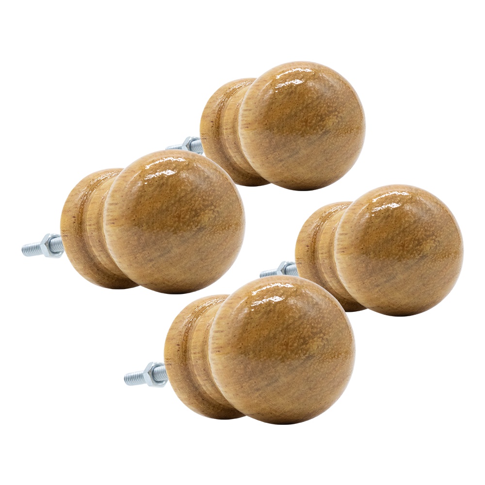 Puxador De Madeira Redondo Oval Gaveta Porta RXP Kit 4 Pecas