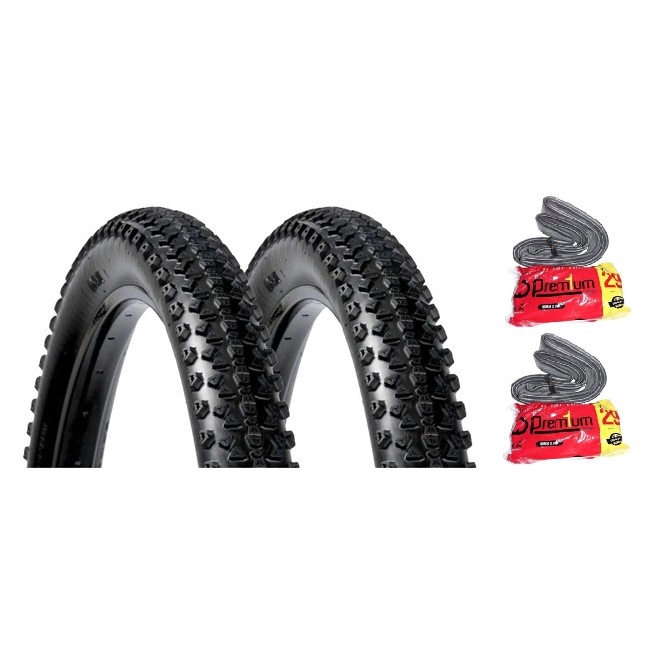 Par 2 Pneu + 2 Câmara Bicicleta Dsi Mtb Cravo Aro 29 X 2.10 Bike Sri68 Balão Mountain Bike 29er + Câmara de Ar 29 Top Premium Bico Grosso Kit
