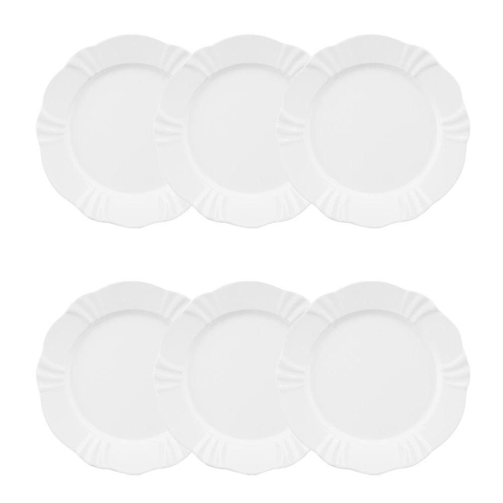 Conjunto de 6 Pratos Sobremesa 23cm Soleil White em Oferta na Shopee