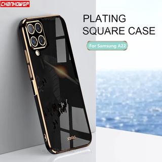 Caso Para Samsung A22 Glitter Ouro Chapeamento Quadro Casos De Telefone Galaxy A22 Um 22 4G 5G Bling Suave Silicone Tampa Traseira