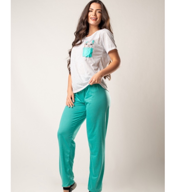 Pijama Feminino Pijama Feminino Manga Curta Adulto Malha Doguinho