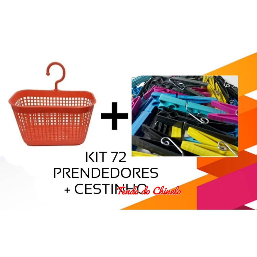 Kit 72 Prendedores Pregador + 1 Cestinho - Ref.721301