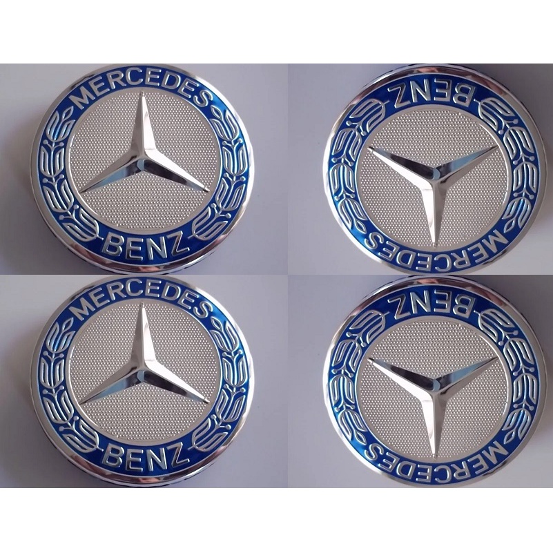 Jogo Kit Roda 4 Calota Emblema Mercedes Abs 75 Mm