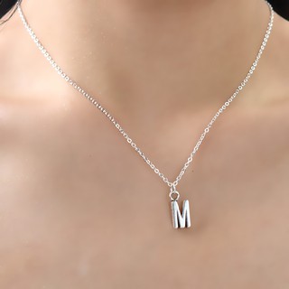 Colar Feminino Com Pingente De Letra Inicial De Inglês Prateado De Metal