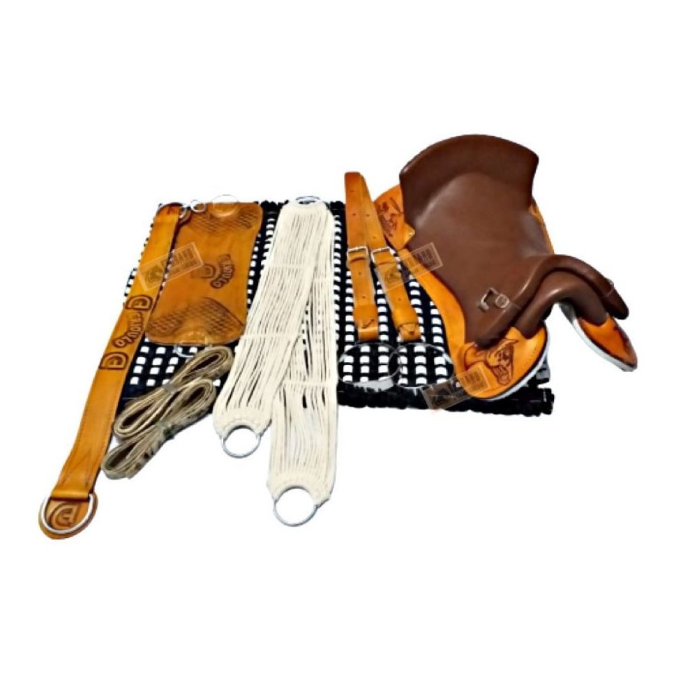 Montaria Kit 10x Peças  Sela Bordada Amarela E Bacheiro SELARIA SERRANO