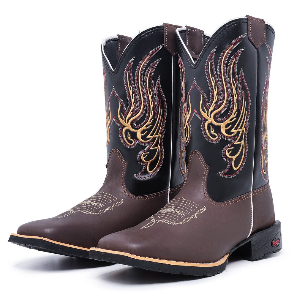 Bota Texana Masculina Bico Quadrado Confortavel Ramo Botas Promoção