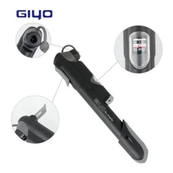 MINI BOMBA GIYO GP-41 COM MANÔMETRO BICO FINO E GROSSO PARA BIKE