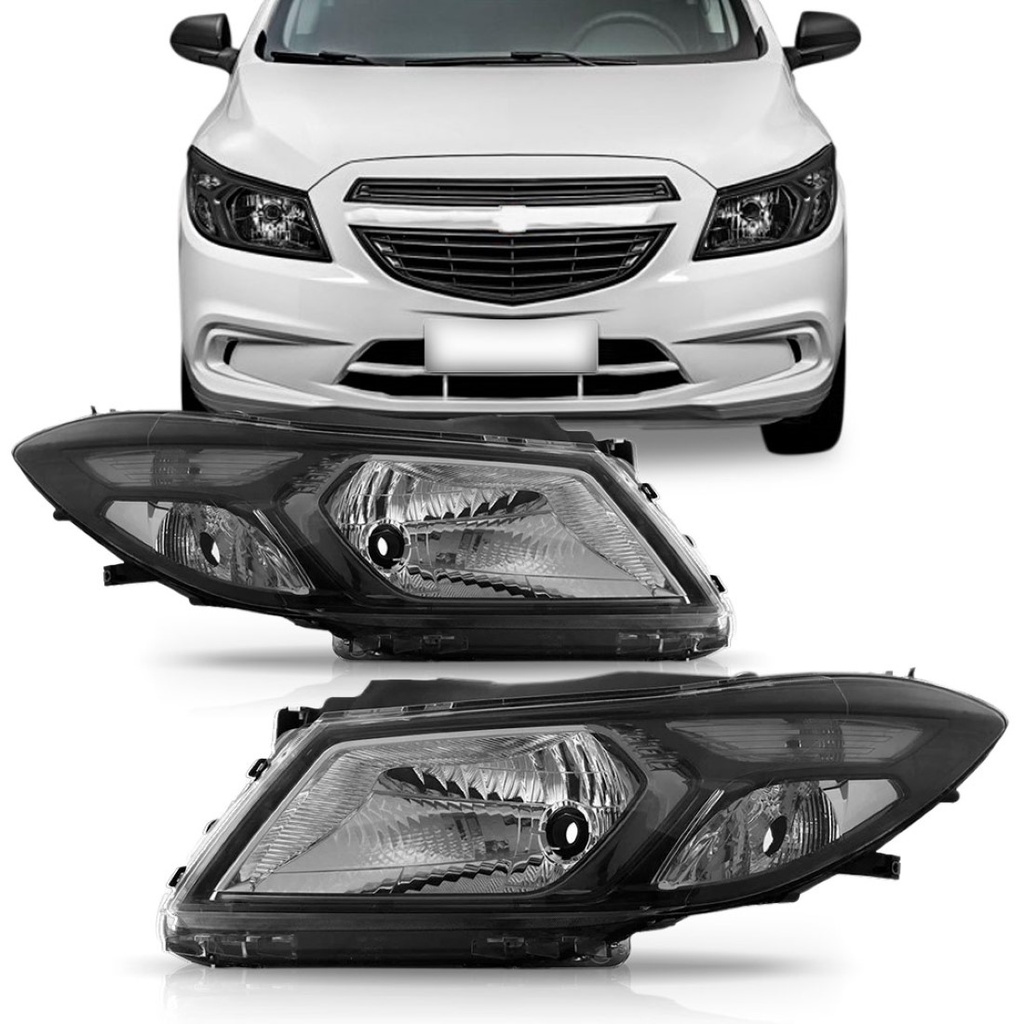 Farol Onix Prisma 2013 2014 2015 2016 2017 2018 2019 Manual Máscara Negra em Oferta na Shopee