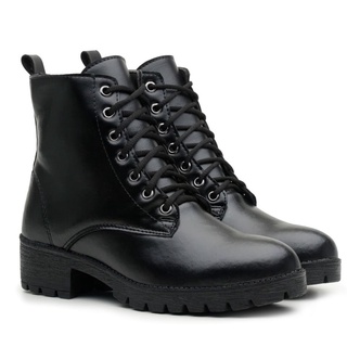 Coturno Tratorado Feminino Bota Média Salto Baixo Confortável Exclusiva Dona Beja!