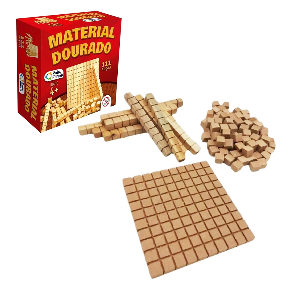 Jogo Didatico Material Dourado Madeira 111 Peças Educativo | Shopee Brasil