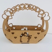 Cesta Casal para o dia dos Namorados em mdf cru de 3mm em Oferta na Shopee