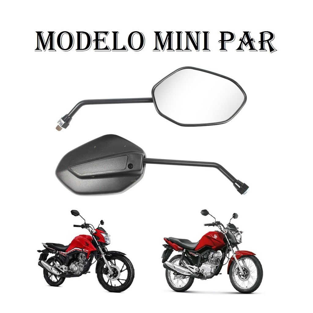 Par Mini Espelho Retrovisor Honda Cg 125 / Cg 150 / Cg 160 Cargo Fan Mix Sport Start Titan Modelo Original