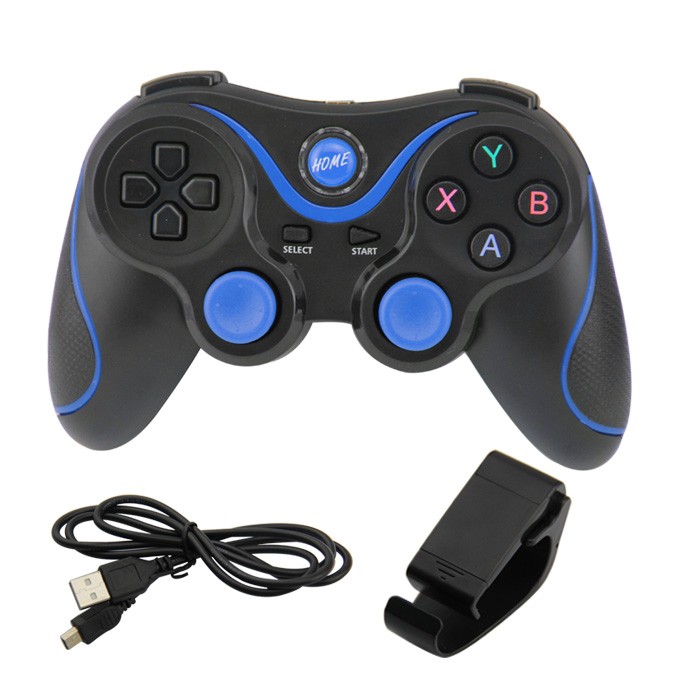 Controle Sem Fio + Suporte Para Celular Android iOS PC PS3 Preto+Azul