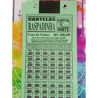 Cartela de rifa RASPADINHA 300,00 arrecadado, pct com 5 unidades