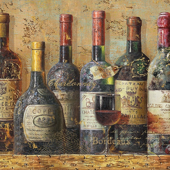 Guardanapo para Decoupage Cod70 Garrafas Envelhecidas  Melhores Vinhos - 2 Unidades - Guardanapo para Artesanato
