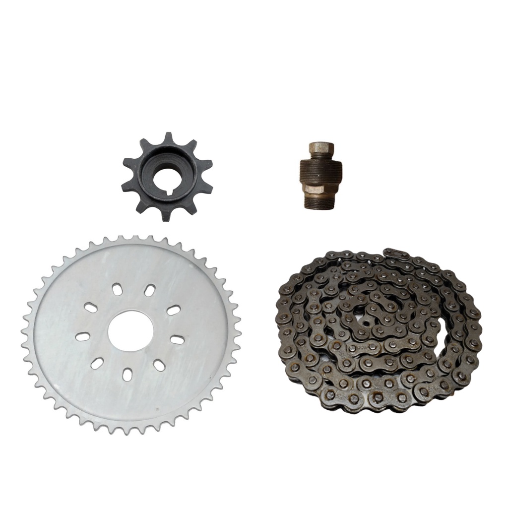 Kit Coroa 44 Dentes com Corrente 415H, Pinhão 10 Dentes e Saca Pinhão para Bicicleta Motorizada