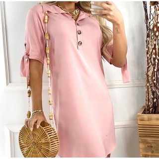 Vestido Chemise com Manga tecido viscolinho de boa qualidade