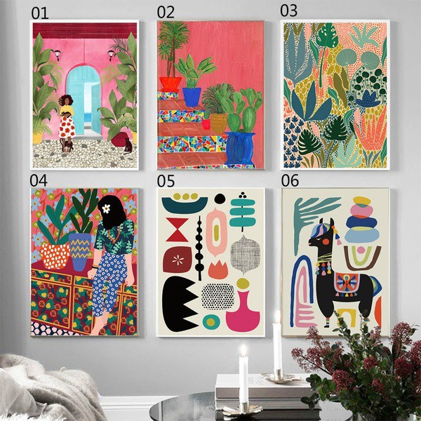 Quadro decorativo 3 peças 20x30 Plantas de jardim modernas multicoloridas para sala de estar quarto em Oferta na Shopee