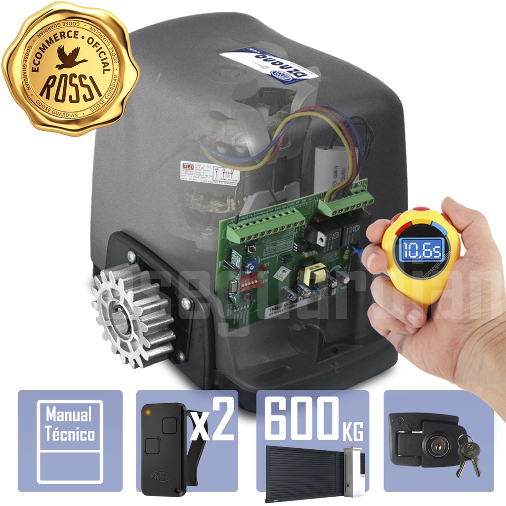 Kit 1 Motor Rossi Dz Nano Turbo 2 Control Portão 600kg em Oferta na Shopee