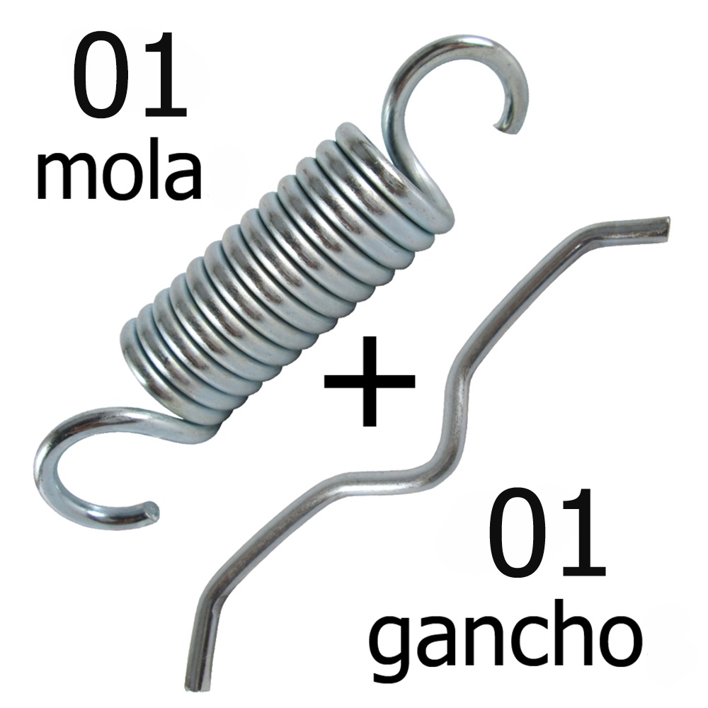 Kit 1 Mola 8cm + 1 Ganchos Bigode Jump Reforçado Profissional Trampolim Academia