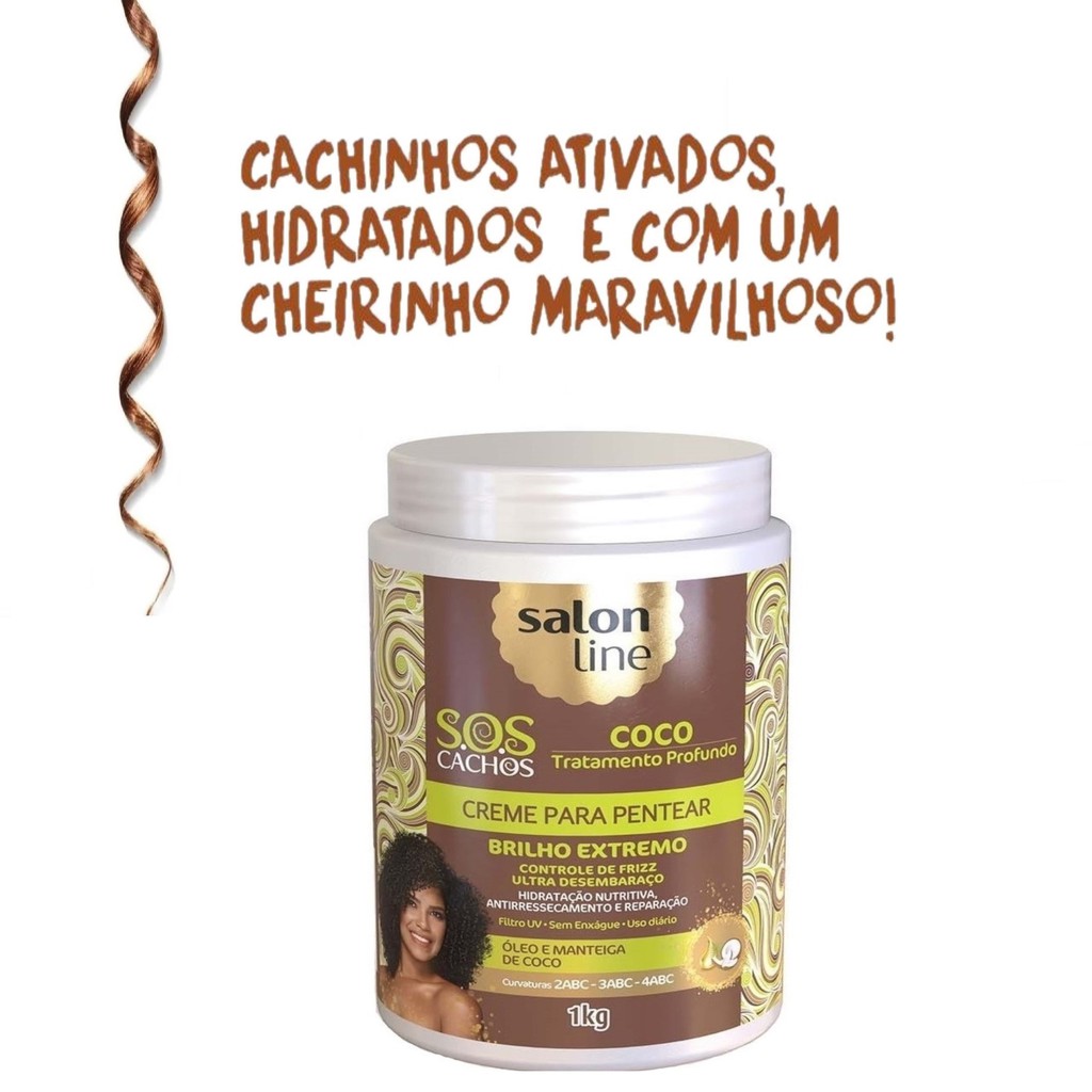 Creme De Pentear Salon Line Sos Cachos Coco 1kg Shopee Brasil