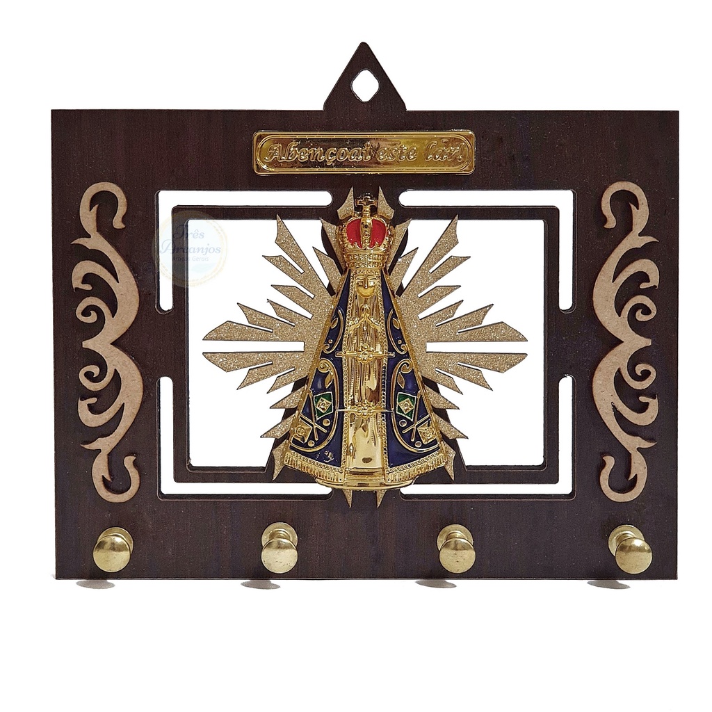 Porta Chave Quadro Nossa Senhora Aparecida Explendor De Parede Abençoe Este Lar em Oferta na Shopee