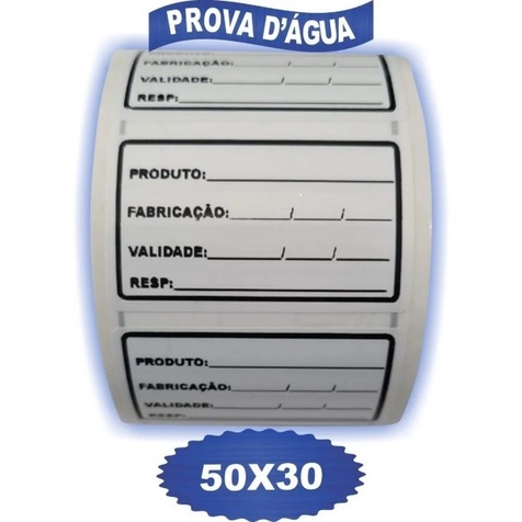 Etiqueta De Alimento Prazo Validade Anvisa 50x30 BOPP  - 1000 ETIQUETAS