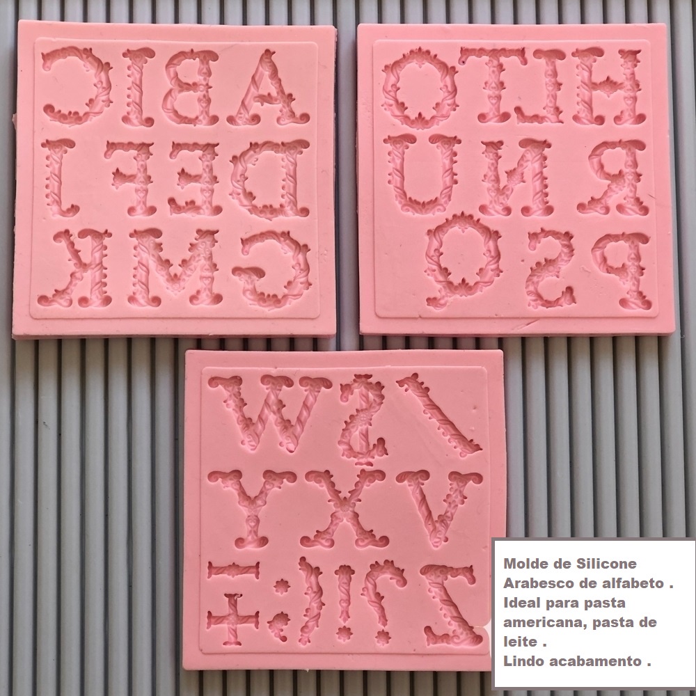 Molde silicone alfabeto Arabesco Pasta Americana, Biscuit Shopee Brasil