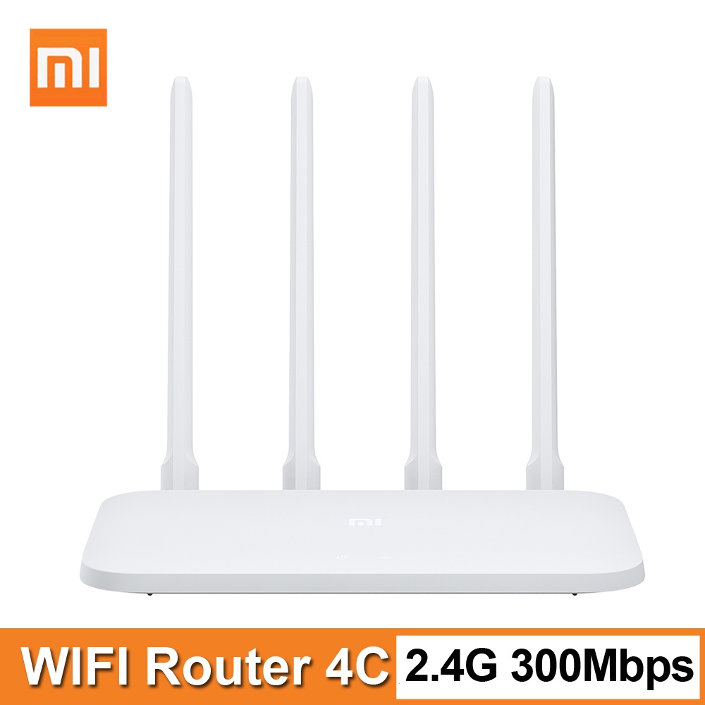 Xiaomi Original Xiao Mi Router Wi-Fi Roteador 4C APP Controle 64 RAM 802.11 b/g/n 2.4G 300Mbps Antenas 4 Roteadores Repetidor Extensor