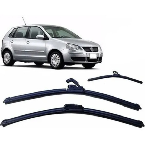 Kit  de 3 Palhetas para Limpador de Parabrisa Dianteiro + traseiro para Polo Hatch 2001 2002 2003 2004 2005 2006 2007 em Oferta na Shopee