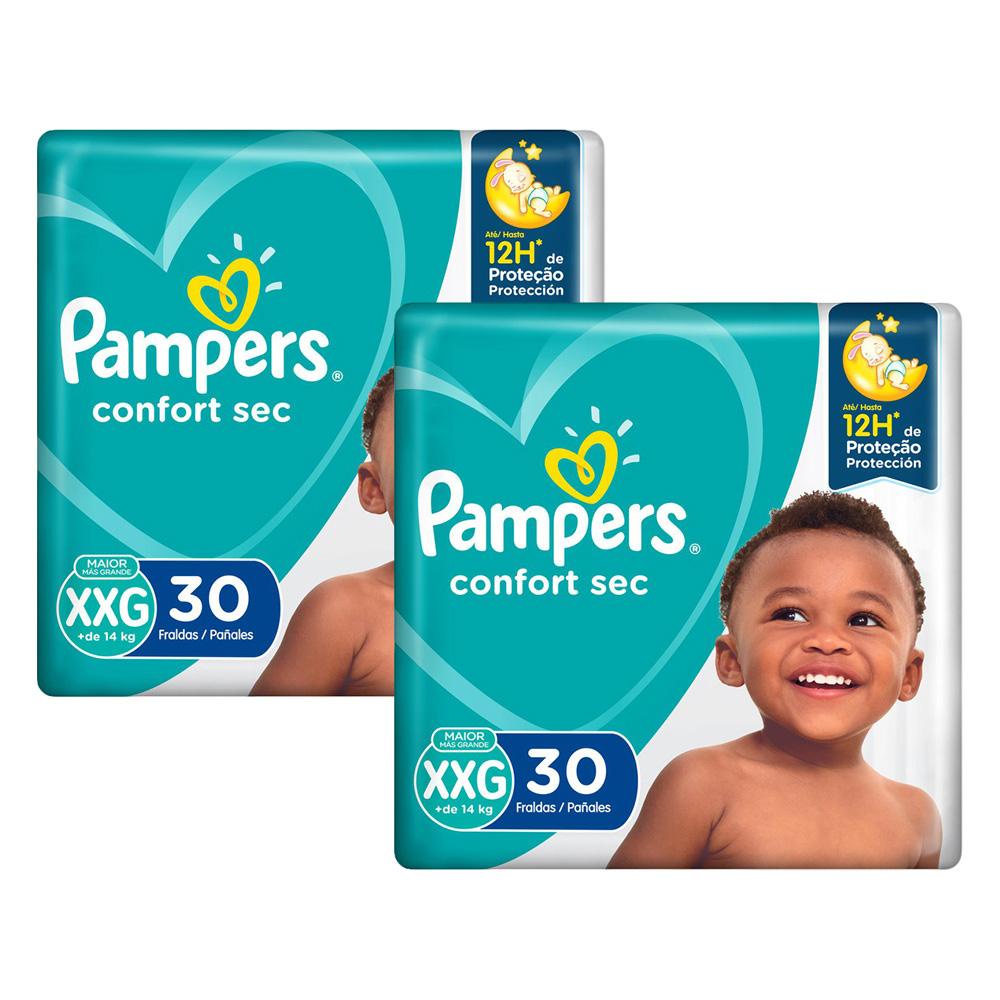 Kit Fralda Pampers Confort Sec Tamanho XXG com 60 unidades em Oferta na Shopee