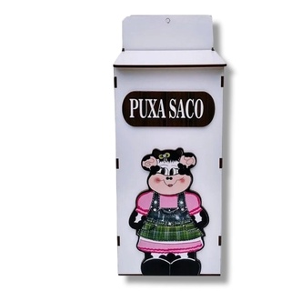 Puxa Saco Porta Sacola Parede-MDF-28,5X12X12- GALINHA CORUJA VACA