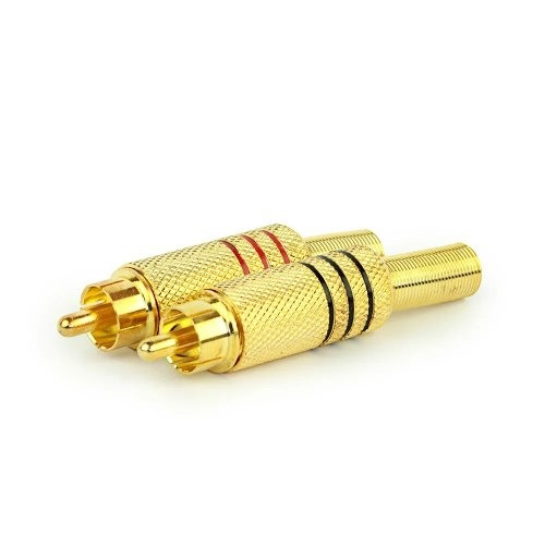 Kit 2 Plug Rca Conector Macho Metálico Com Mola 1 Par