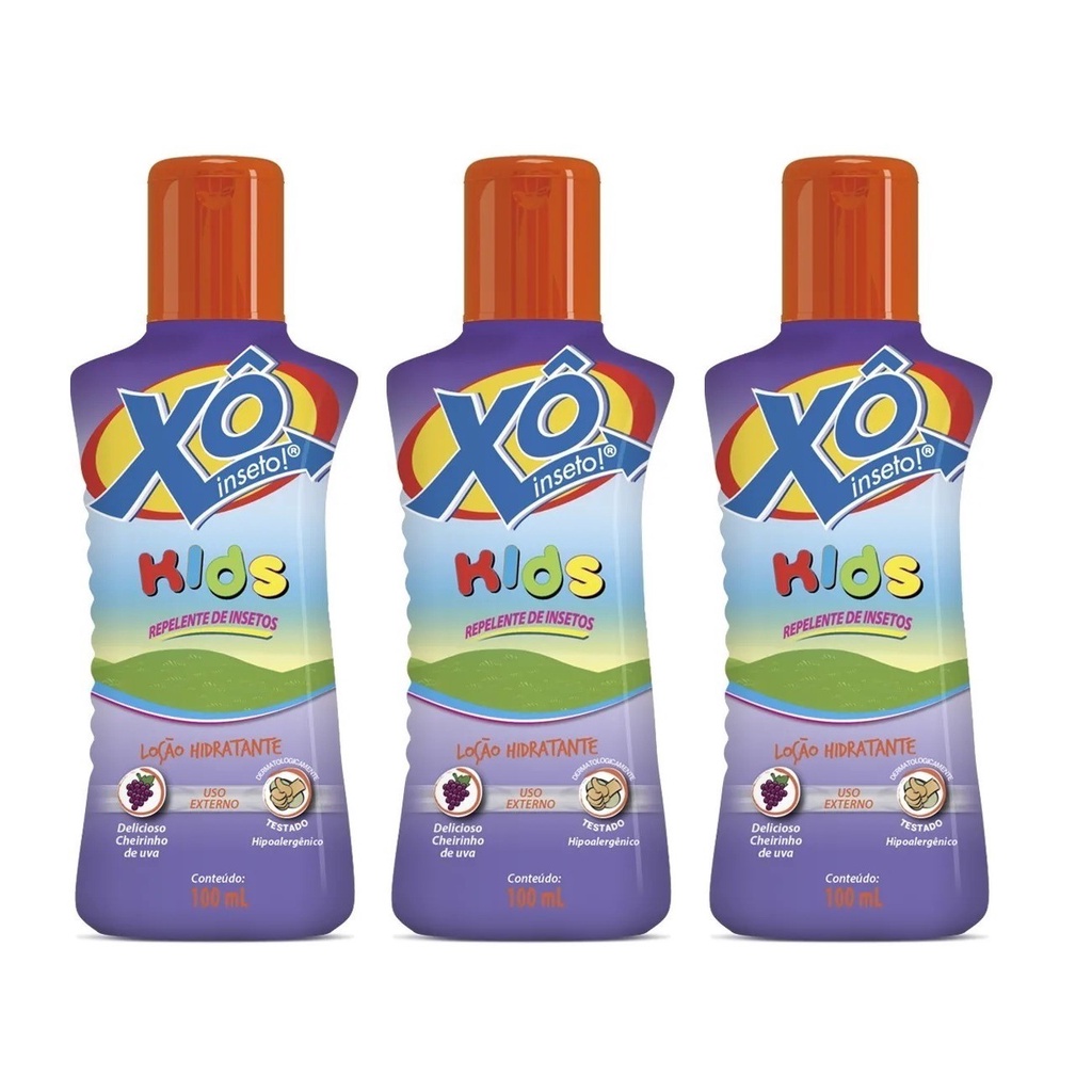 Kit 3 Repelente infantil Xô inseto Kids Loção Hidratante Protege por 6hrs