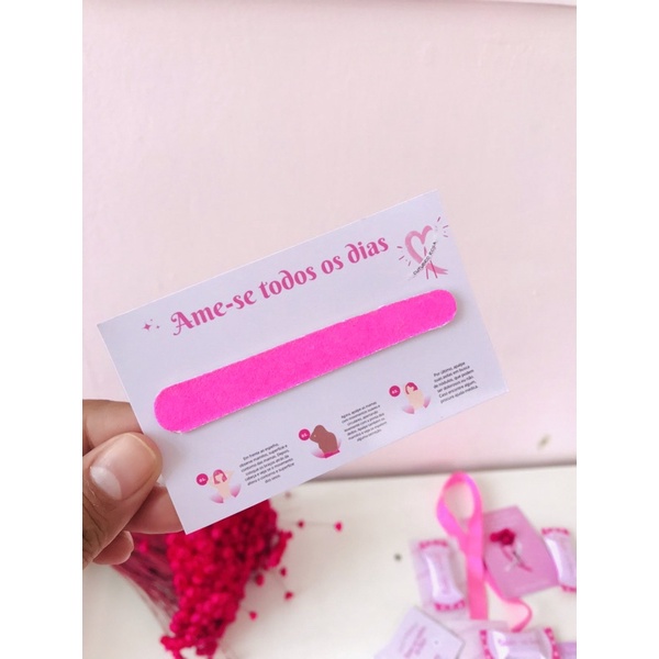 Cartão com lixa - Outubro Rosa/ 10 unidades