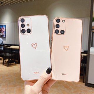Espelho Quadrado Chapeamento Amor Coração Caixa Do Telefone Para Samsung Galaxy A51 A71 4g A31 A21S Um 51 71 31 2020 Fundas A12 Silicone Capa