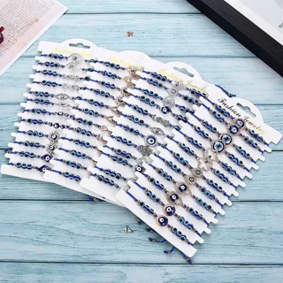 Kit 12 Linda Pulseira de cristal com olho grego/ pulseira reajustável/ pulseira cristal colorida/ pulseira para presente em Oferta na Shopee