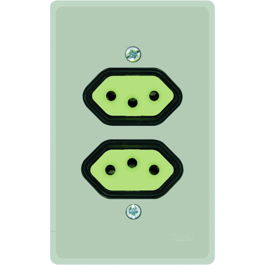 2 Tomadas Distanciadas 2 P+T 10a Linha Prata Radial 1801.117 em Oferta na Shopee