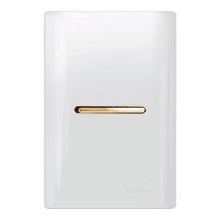 Interruptor Simples Horizontal Branco com Dourado Dicompel Novara