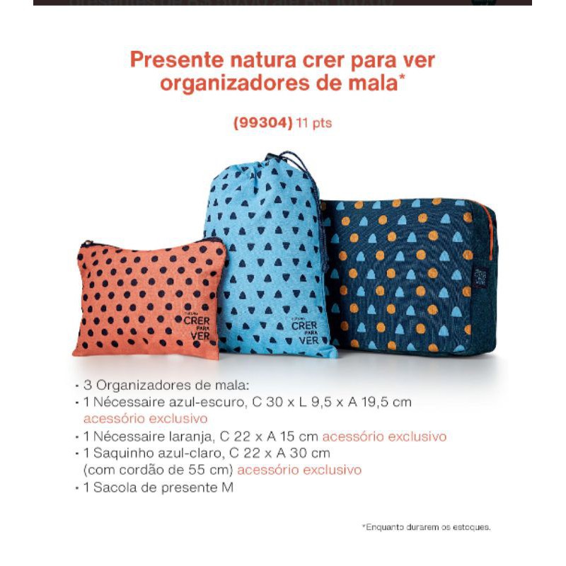 Kit Necessáire Presente Crer Pra Ver Natura Organizador | Shopee Brasil