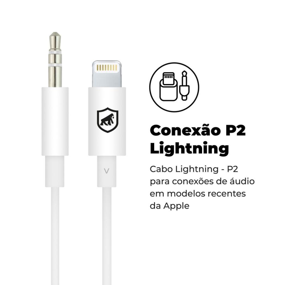Cabo Auxiliar P2 para iPhone (Lightning) – 1 Metro – Gshield | Conectividade e Qualidade de Áudio em Oferta na Shopee